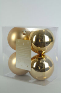 Plain Shatterproof Baubles Pack 4 - 100mm Gold