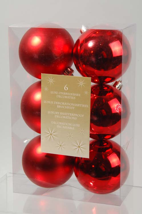 Shatterproof Plain Baubles - 80mm Red