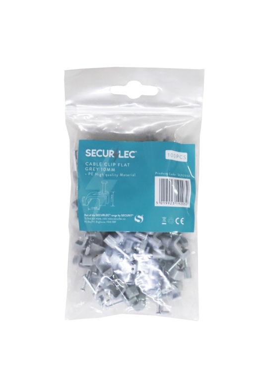 Cable Clips Flat Grey - 2.5mm 100 Piece