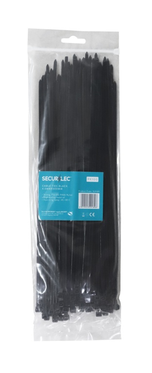 Black Cable Ties - 4.5mm x 300mm Pack 100