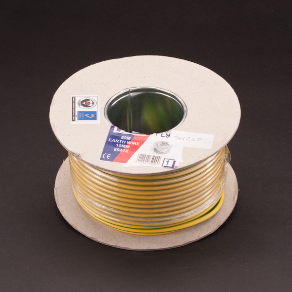 BASEC 1 Core Cable - Green & Yellow - 50m x 10mm