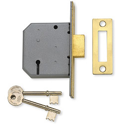3 Lever Mortice Deadlock - Polished Brass Finish 2.5"