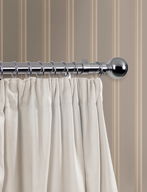 Chrome Finish Curtain Pole - 120cm, 28mm diameter