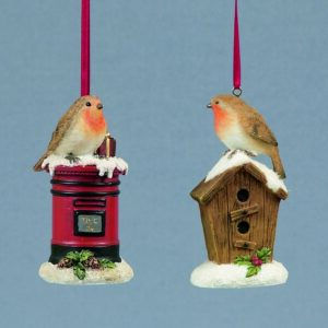 Robin On A Post Box - 9cm