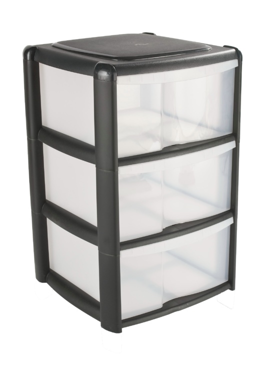 3 Drawer Tower Black