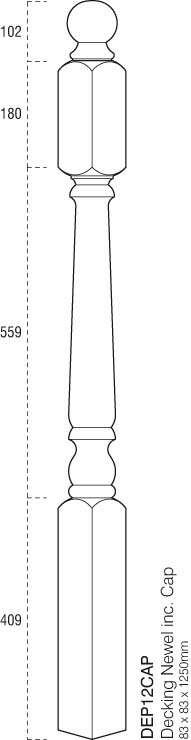 Decking Turned Newel Post - 2.4m