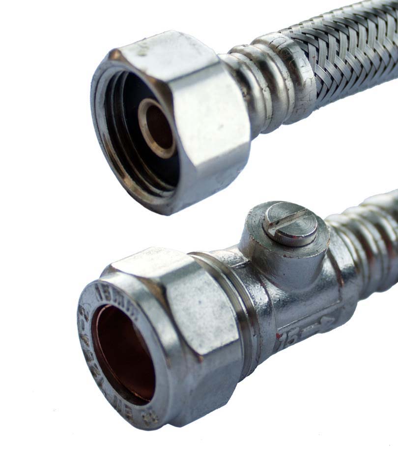 Flexi Tap Connector 15mm x 1/2" x 50cm + Iso Valve - 9.5mm