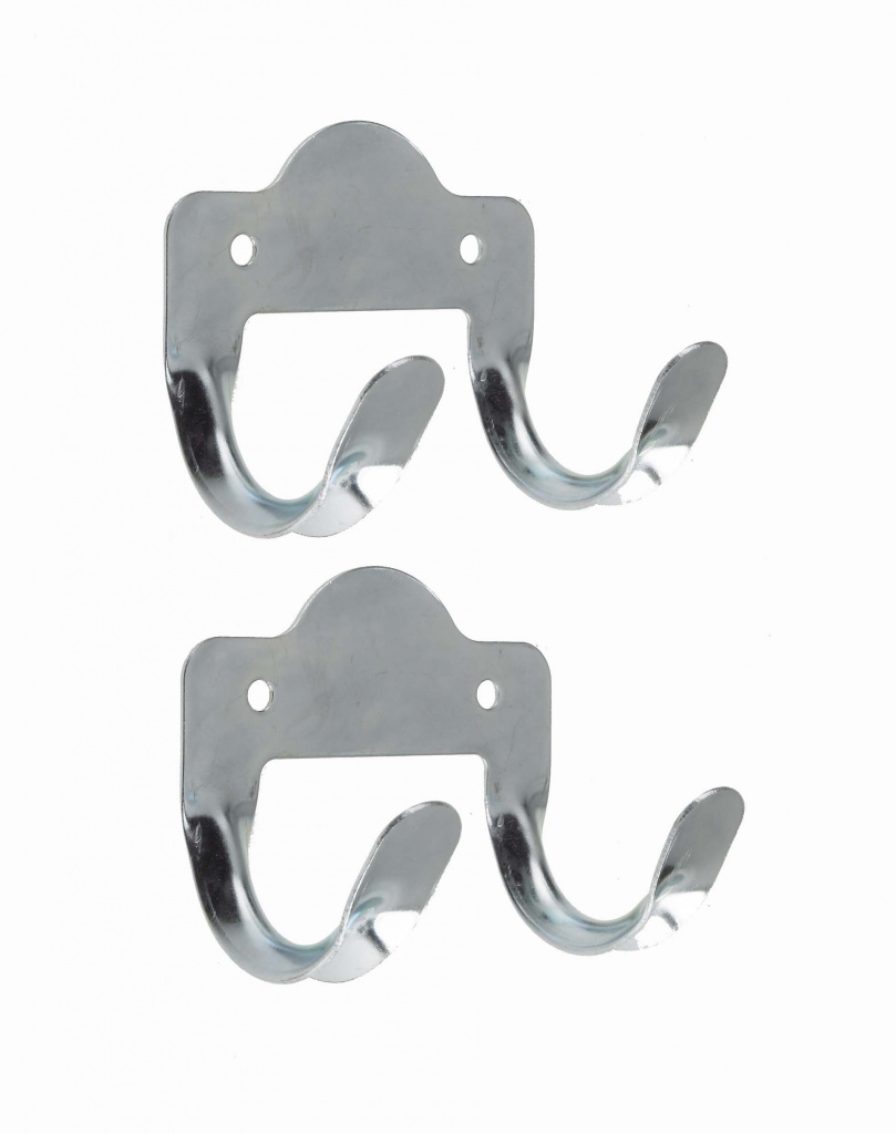 Double Metal Tool Storage Hook Zinc Plated - Pack of 2 in pollybag with descriptive barcode label