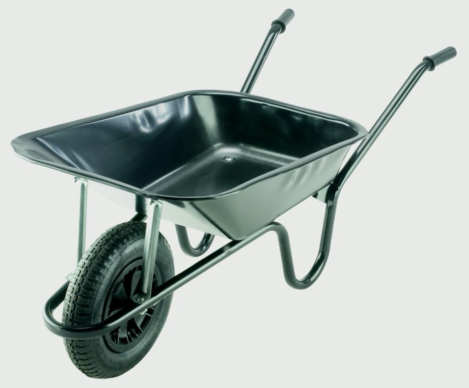 Builders Wheelbarrow With Pneumatic Tyre - Black 85L