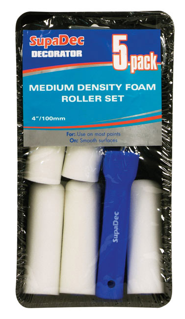 Foam Mini Roller & Tray Set - 4"/100mm, 5 Pack