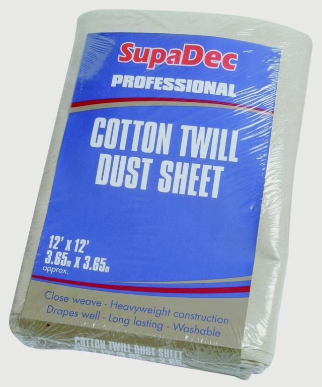 Cotton Twill Dust Sheet - 12' x 12' (3.6m x 3.6m) approx