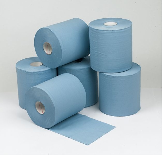 2 Ply Blue Centre Feed Rolls - 150m x18.5cm Pack 6