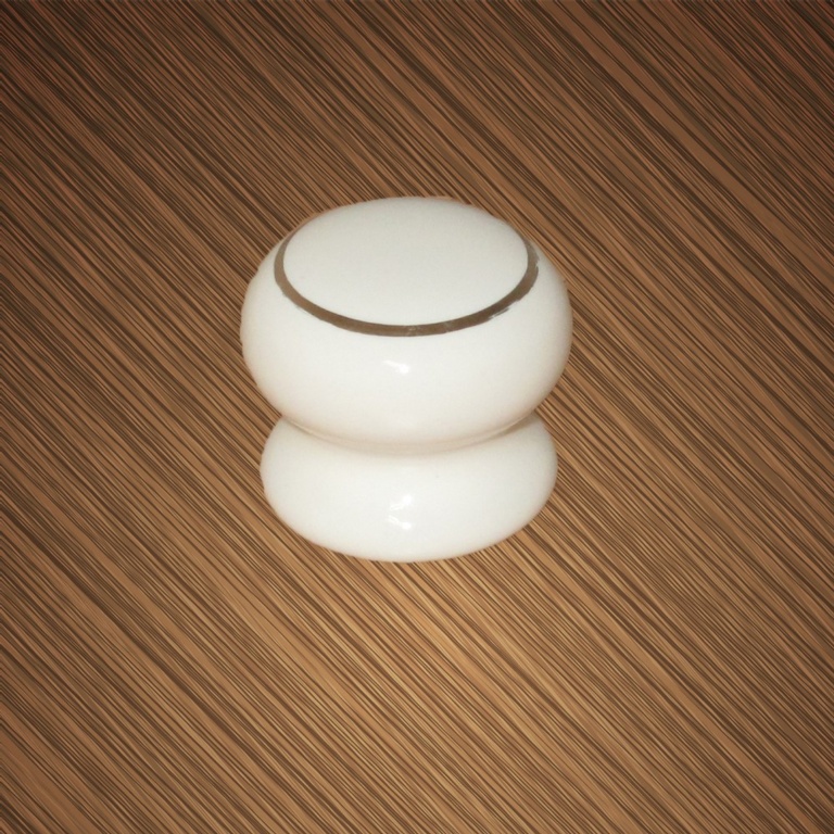 White/Goldline Ceramic Knobs (2) - 35mm