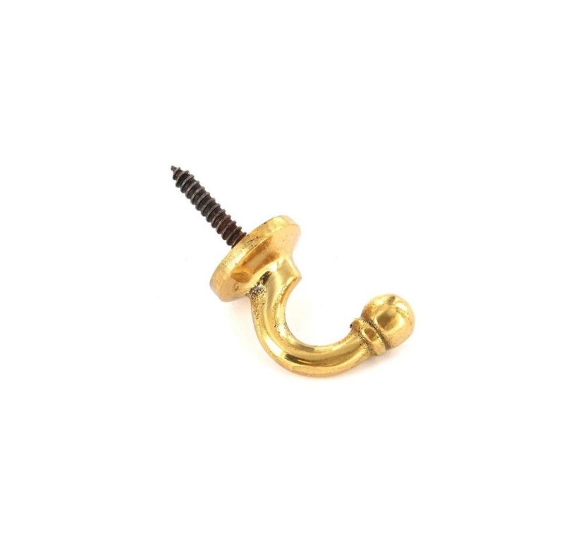 Brass Tieback Hooks Ball End (2) - Large