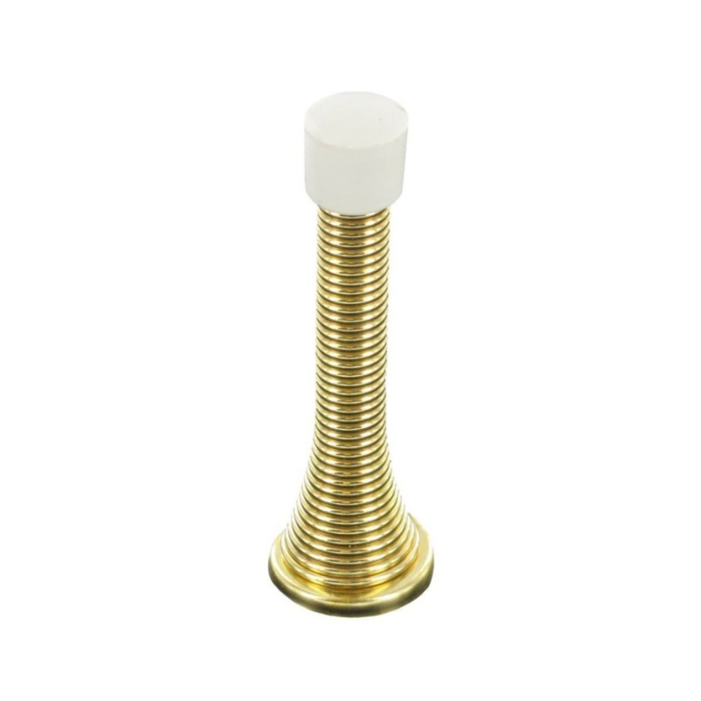 Brass Plated Spring Door Stop - 75mm