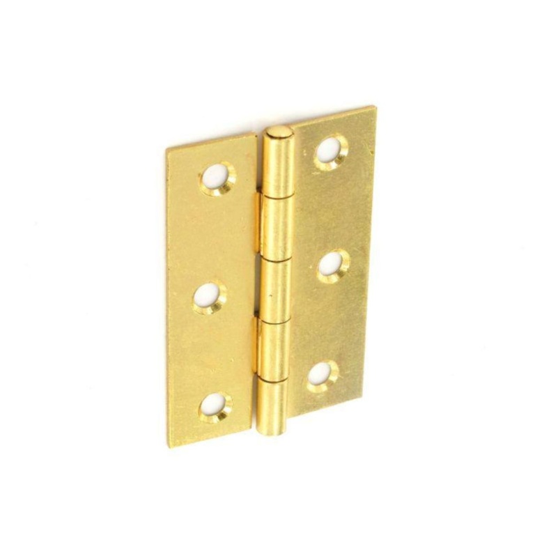 Steel Butt Hinges Brass Plated (Pair) - 75mm