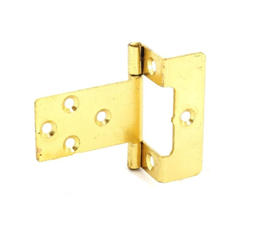 Flush Hinges 5/8" Cranked Brass Plated (Pair) - 50mm