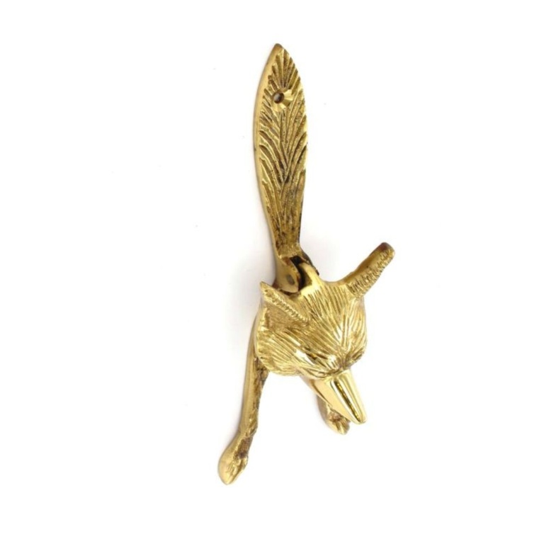 Brass fox head knocker face fix - 150mm, pack of 5 - only available by special order