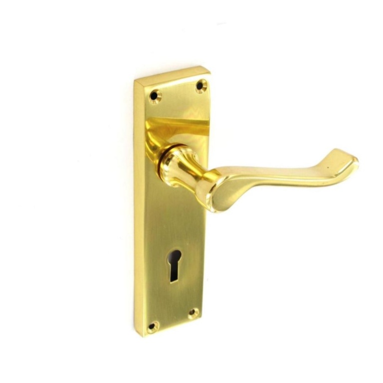 Scroll Brass Lock Handles (Pair) - 155mm