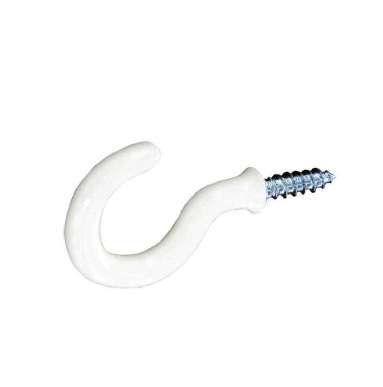 Cup Hooks Plastic Covered White (5) - 32mm