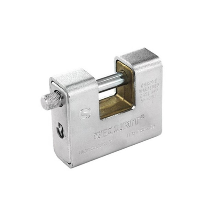 Armoured Padlock Brass & Matt Chrome - 60mm