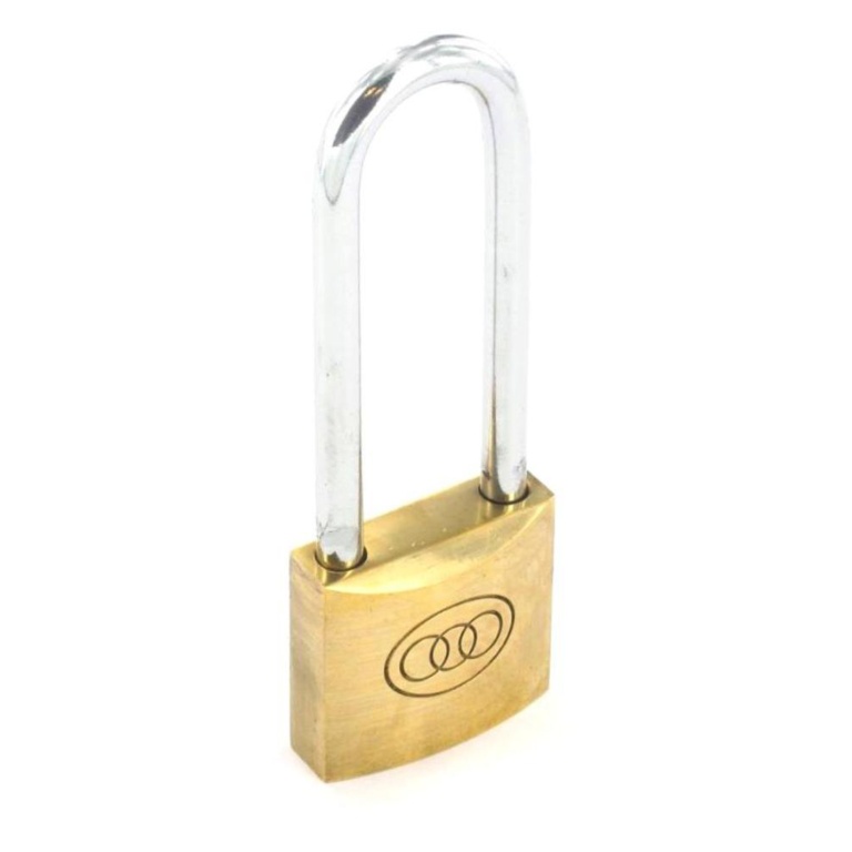 Tricircle Long Shackle Brass Padlock - 50mm