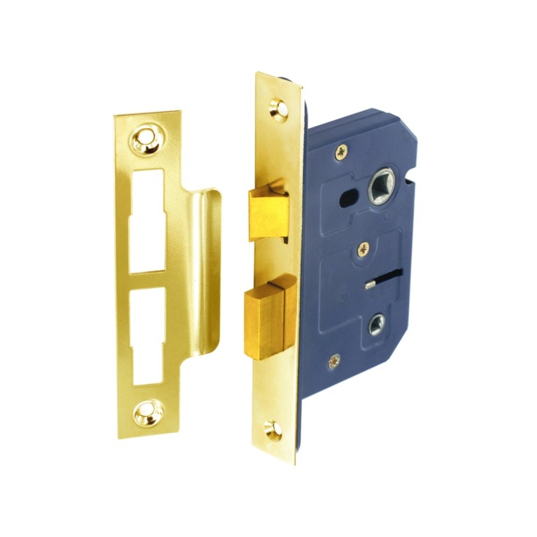 Bathroom Lock Brass Plated - 63mm