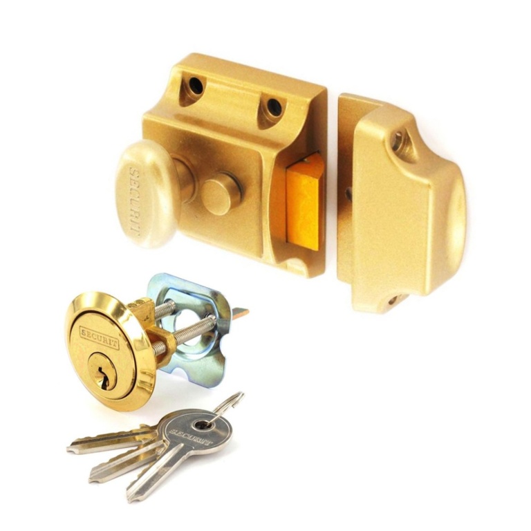 Champagne Finish Nightlatch Brass Cylinder - Narrow