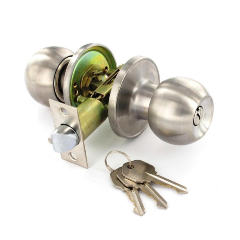 Stainless Steel Entrance Lock Set with 3 Keys - 60mm/70mm