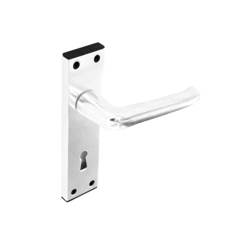 Aluminium Lock Handles Bright (Pair) - 150mm Metal + Plastic