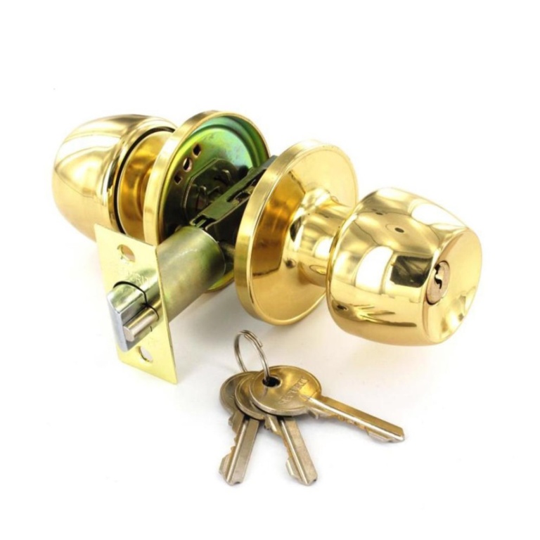 Brass Entrance Lock Set with 3 Keys - 60mm/70mm