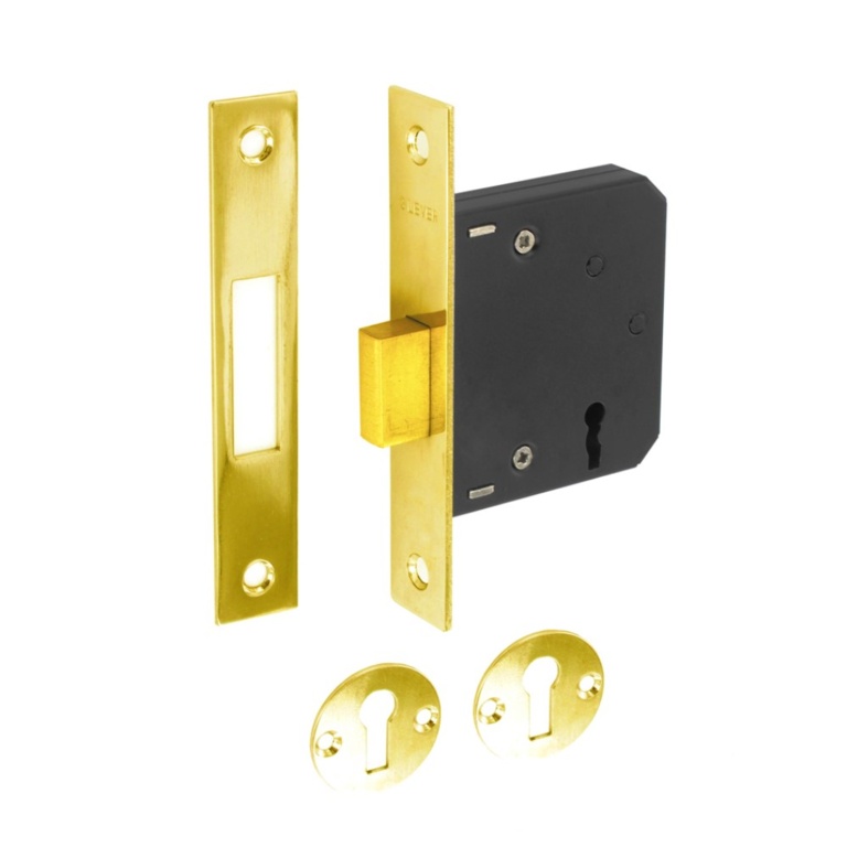 3 Lever Deadlock Brass Plated - 63mm