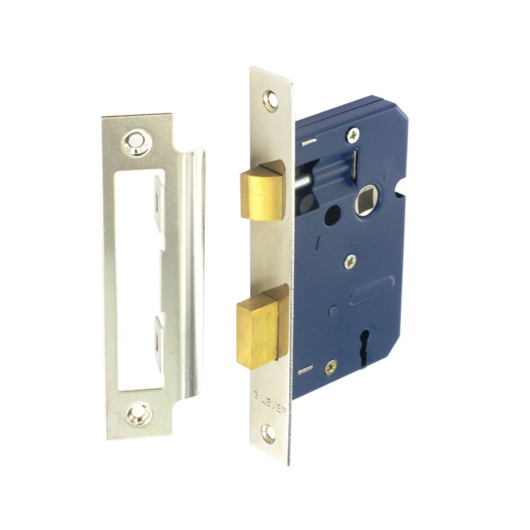 3 Lever Sash Lock Nickel Plated with 4 Keys - 63mm