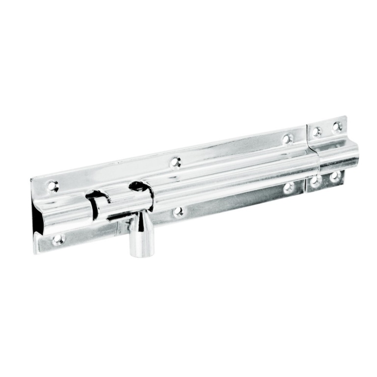 Chrome Door Bolt 1 1/2" Wide - 100mm