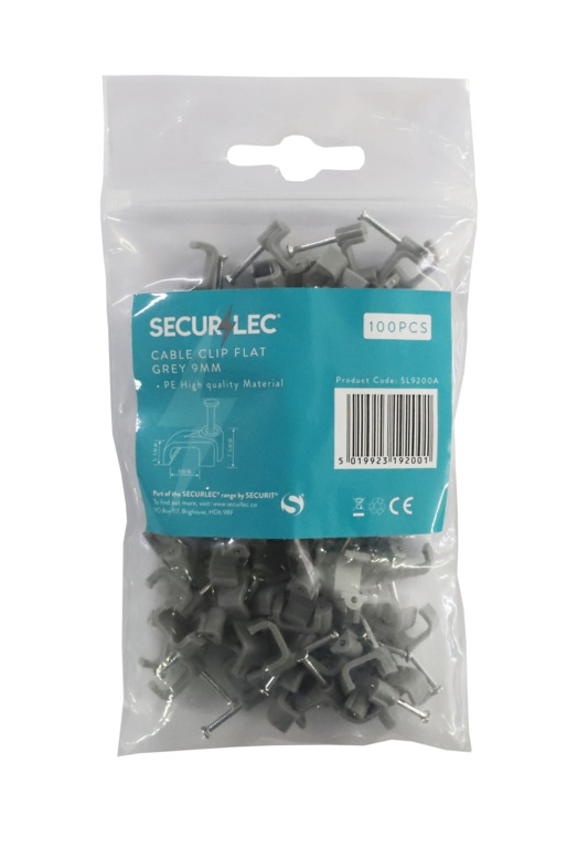 Cable Clips Flat Grey - 1.5mm 100 Pieces