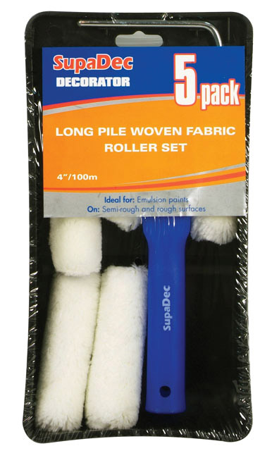 Long Pile Woven Fabric Roller Set - 4"/100mm, 5 Pack