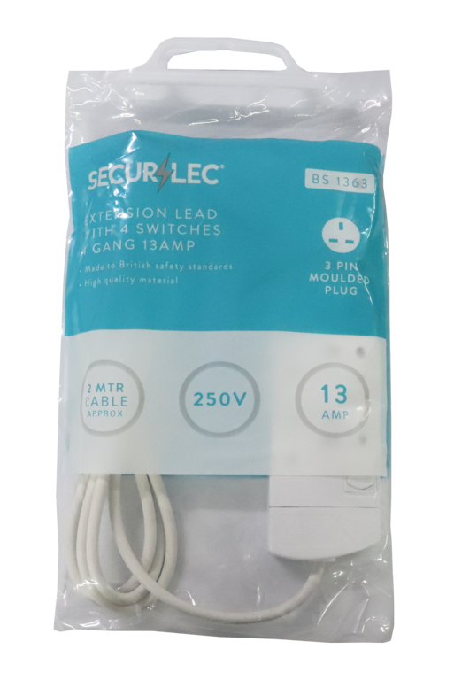4 Gang Extension Lead - 2 Metre 13 Amp