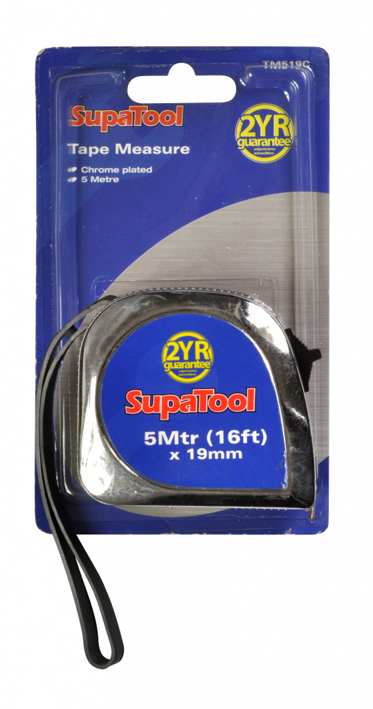 Chrome Plated Tape Measure - 5m x 19mm