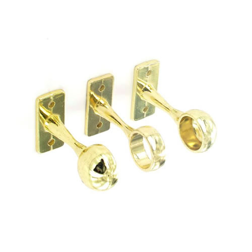1 Centre & 2 End Brackets Brass Plated - 19mm - Pack of 10