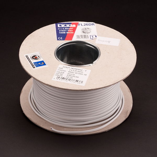 2 Core Flat Flex - White - 100m x 0.5mm