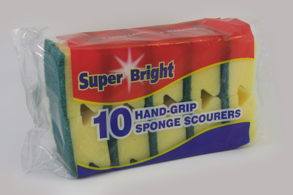 Hand Grip Sponge Scourers - Pack 10