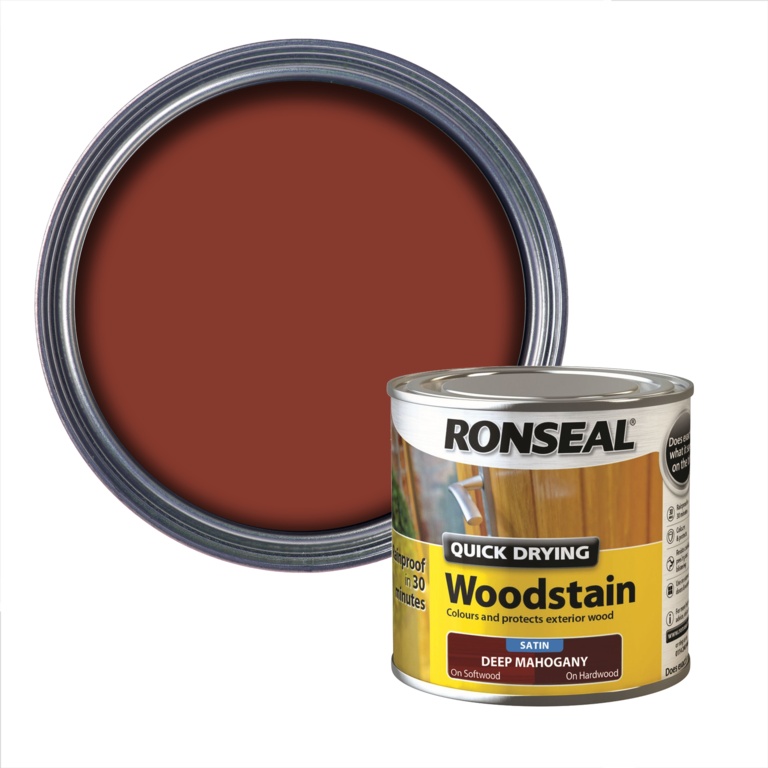 Quick Drying Woodstain Satin 250ml - Deep Mahogany