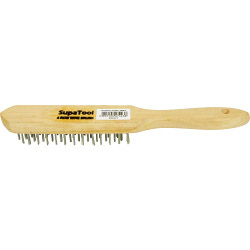 Wire Brush With Oak Handle - 4 Rows