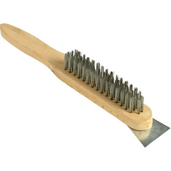 4 Row Wire Brush & Scraper With Oak Handle