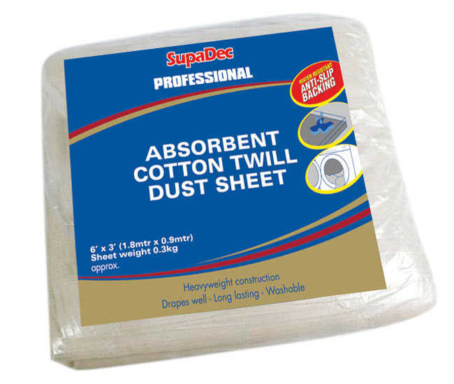 Absorbent Cotton Twill Dust Sheet - 6 x 3 Water Resistant