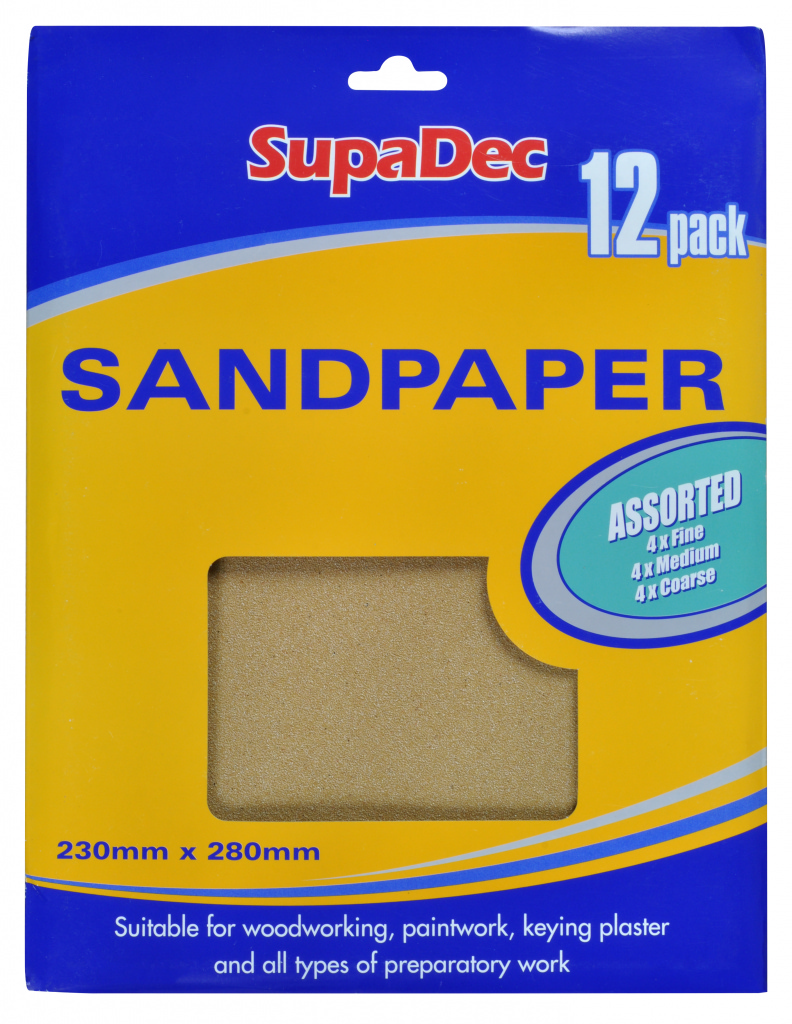 General Purpose Sandpaper - Pack 12 Assorted