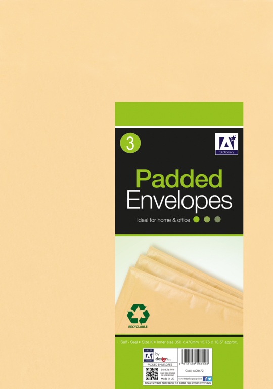 Padded Brown Envelopes - 370 x 480 Pack 3