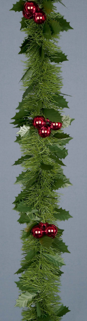Tinsel With Holly & Berrys - 2.7m x 12cm