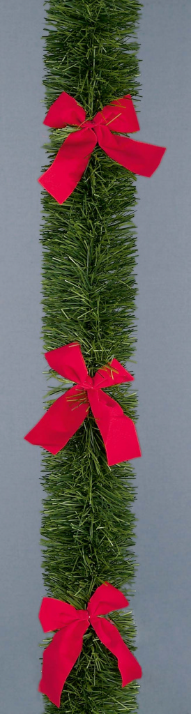 Tinsel With Red Bows - 2.7m x 10cm