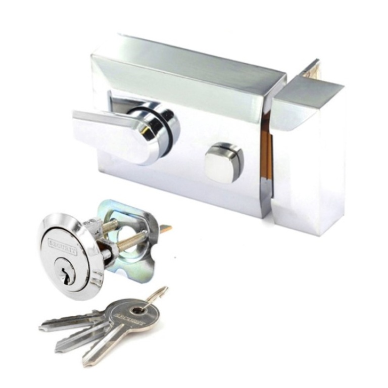 Polished Chrome Double Locking Nightlatch - Standard